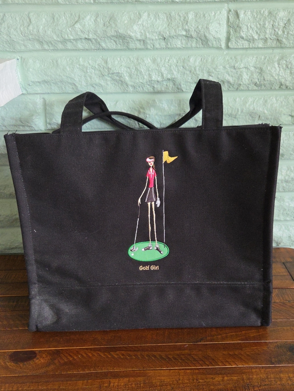 Black Golf Girl Canvas Tote Bag